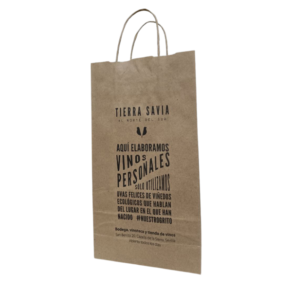 BOLSA PAPEL KRAFT <br>1 y 2 botellas <br>Sin personalizar - Imagen 2