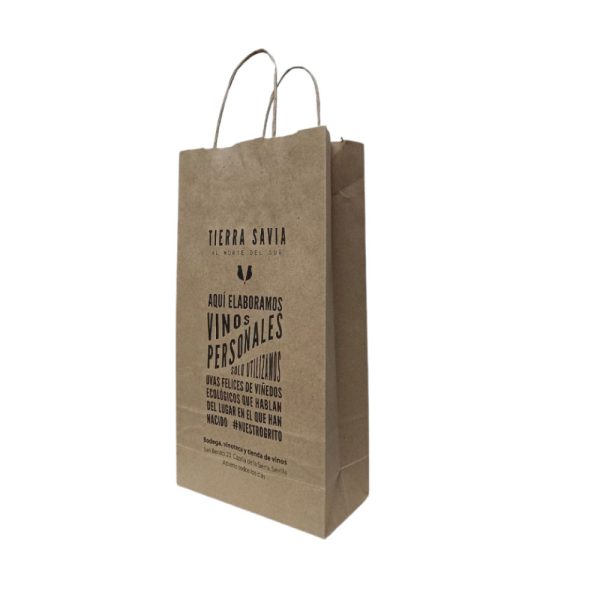 BOLSA PAPEL KRAFT <br>1 y 2 botellas <br>Sin personalizar