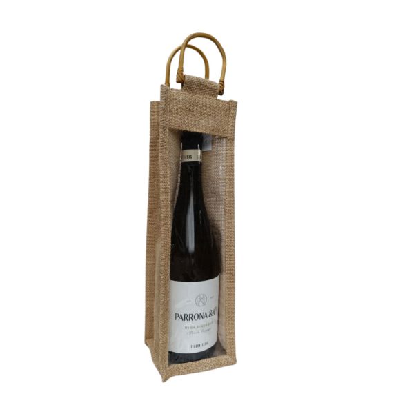 BOLSA YUTE NATURAL <br>1 botella <br>Con ventana